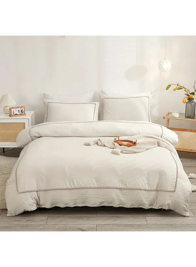 Beige Gray With Small Ball Black King Duvet Cover Set Bohemian Style Polyester Bedding - Image 4